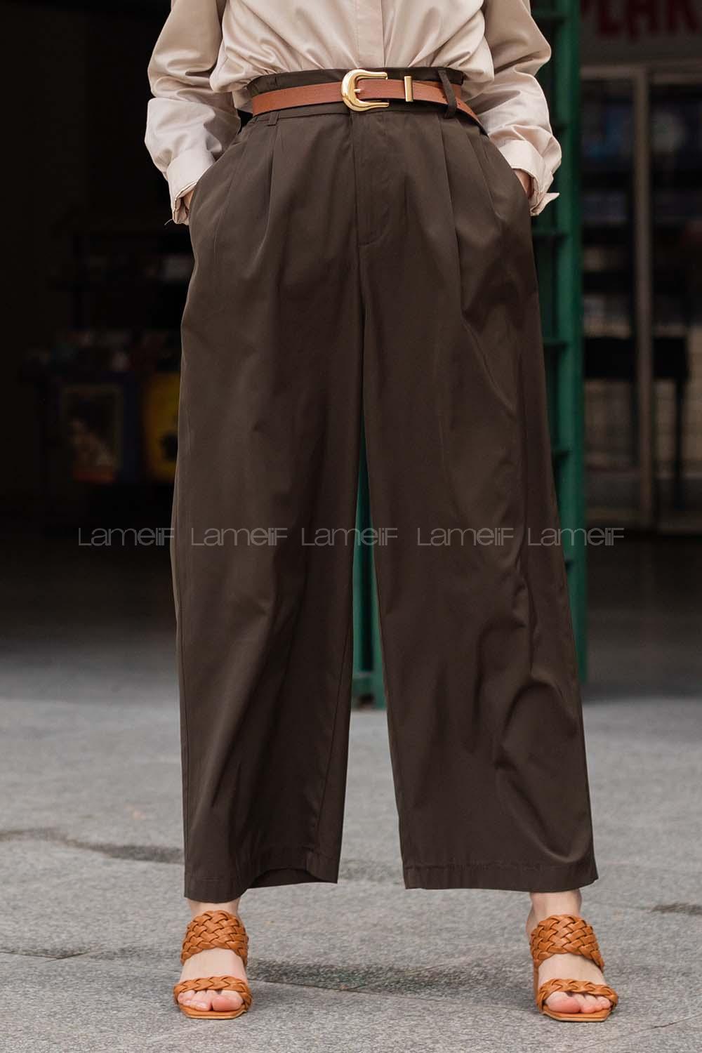 Modalamelif Beli Lastikli Geniş Paça Pantolon Haki