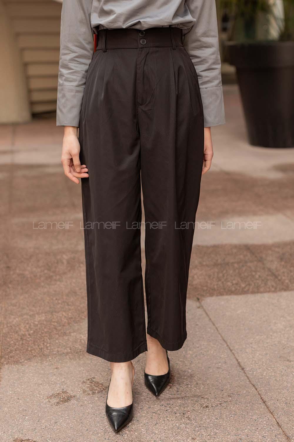 Modalamelif Beli Lastikli Geniş Paça Pantolon Siyah