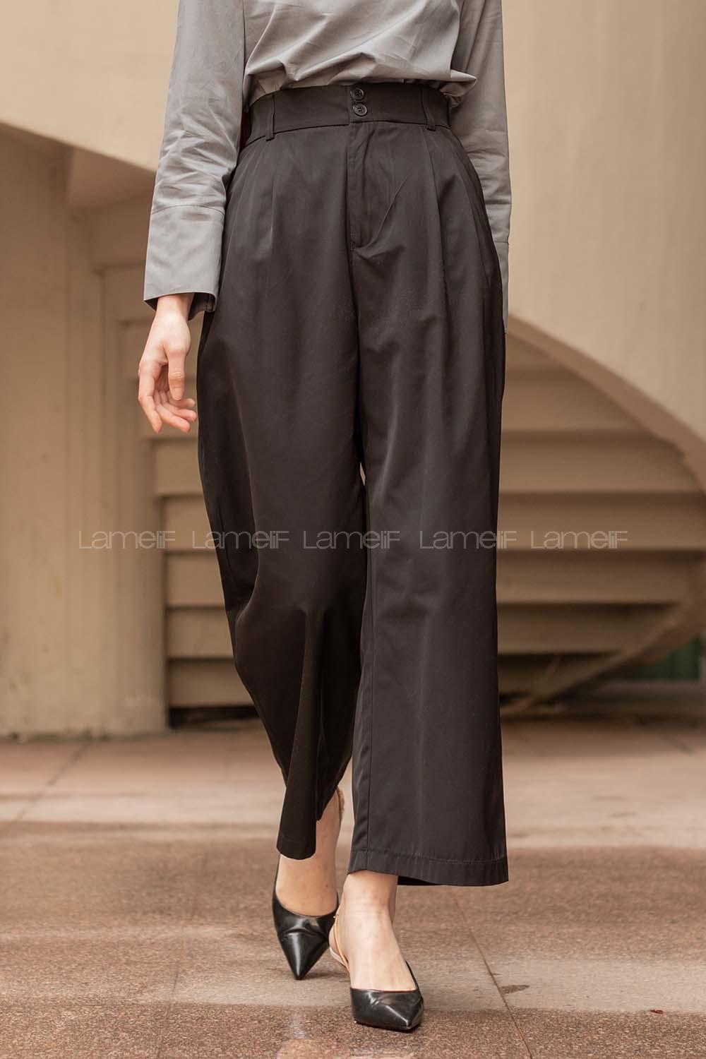 Modalamelif Beli Lastikli Geniş Paça Pantolon Siyah