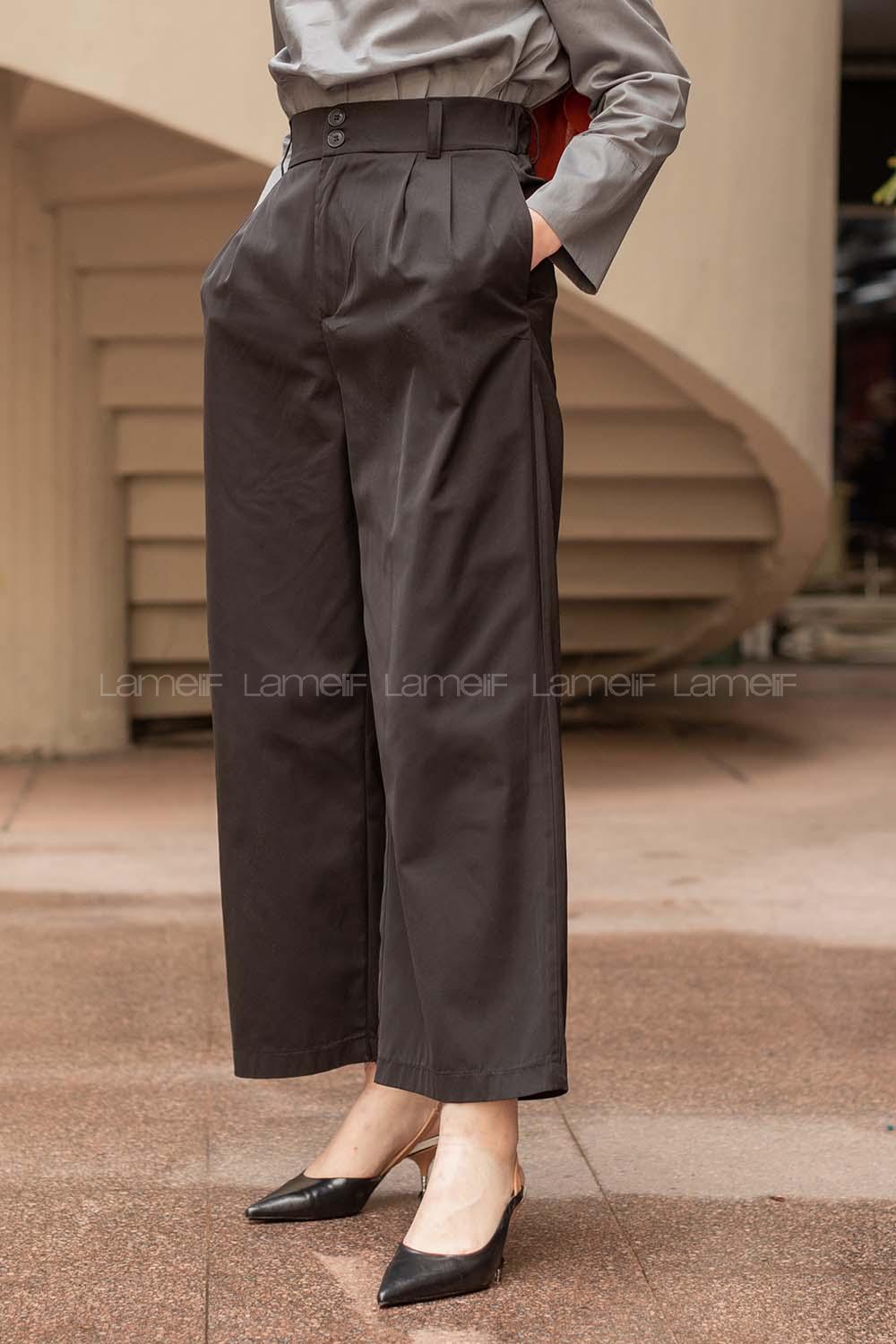 Modalamelif Beli Lastikli Geniş Paça Pantolon Siyah