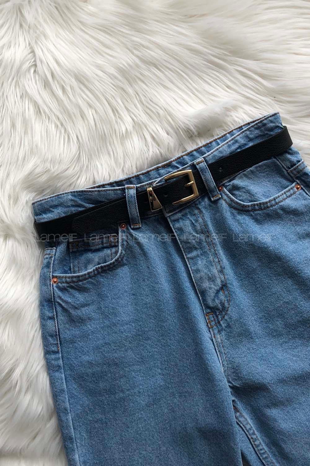 Modalamelif Kare Tokalı Gold Kemer Siyah