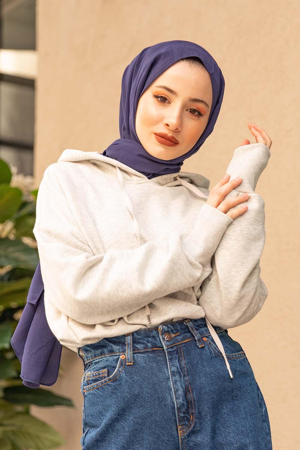 Modalamelif Kuş Gözlü Kapşonlu Swatshirt Gri