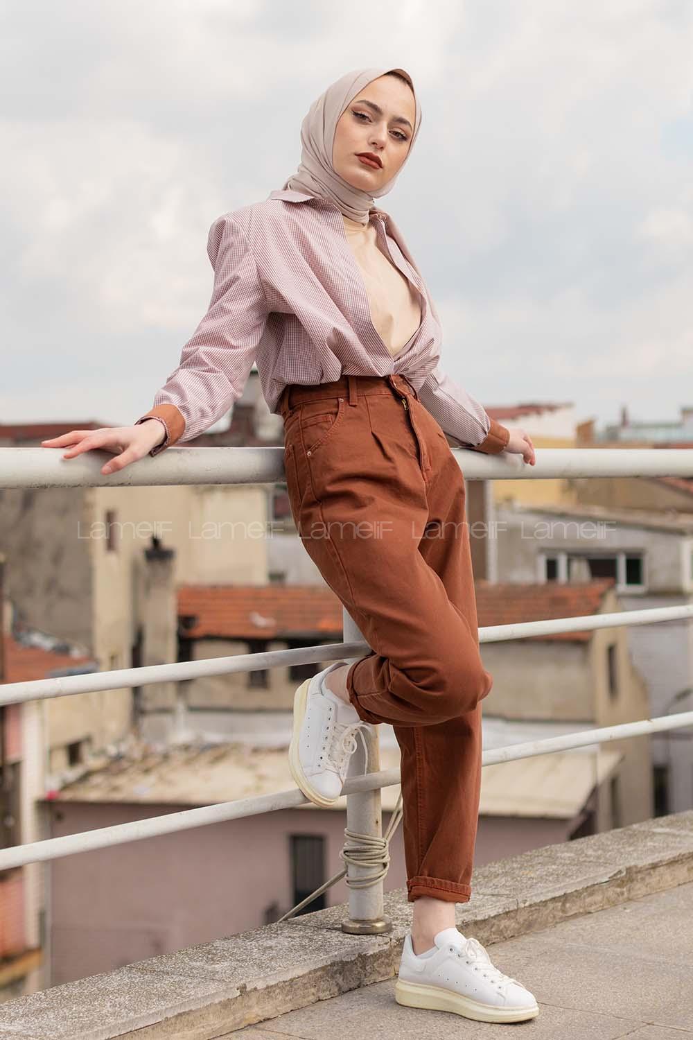 Modalamelif Pötikare Gömlek Kahve