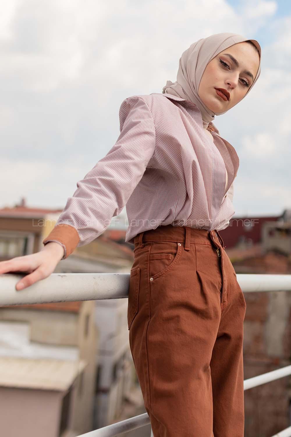 Modalamelif Pötikare Gömlek Kahve