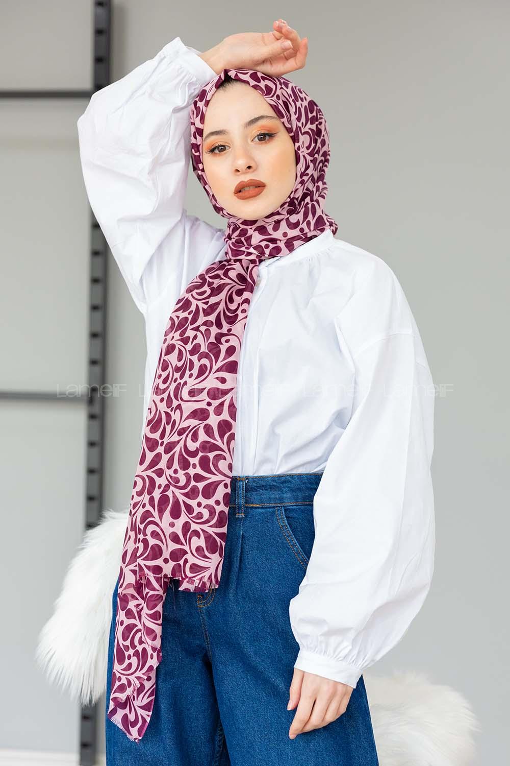 Modalamelif Pudra-Mürdüm Damla Şal