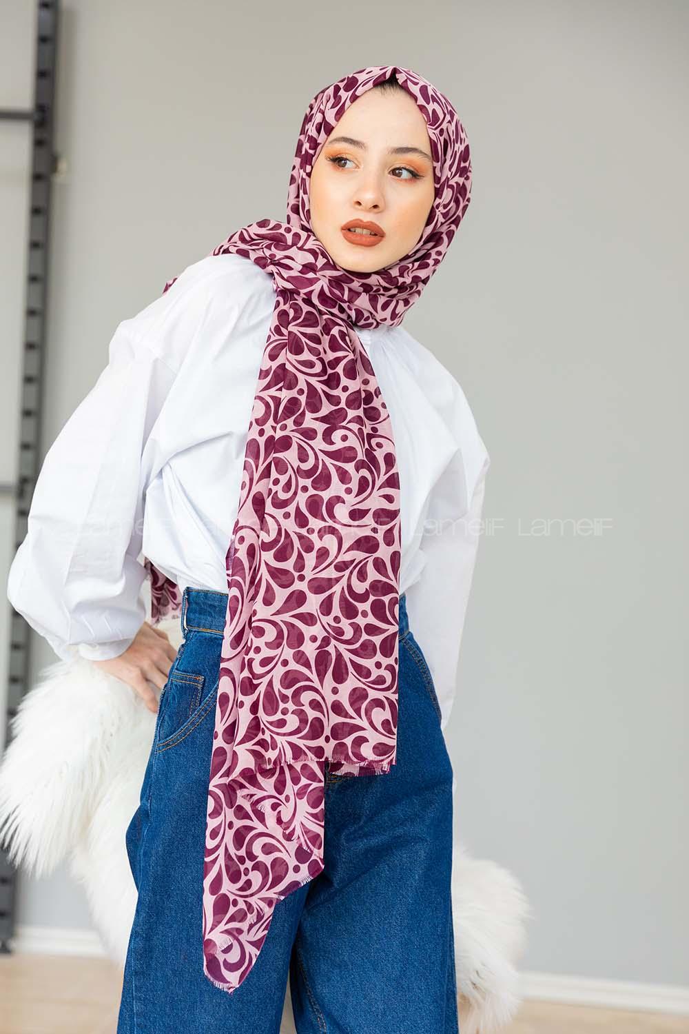 Modalamelif Pudra-Mürdüm Damla Şal