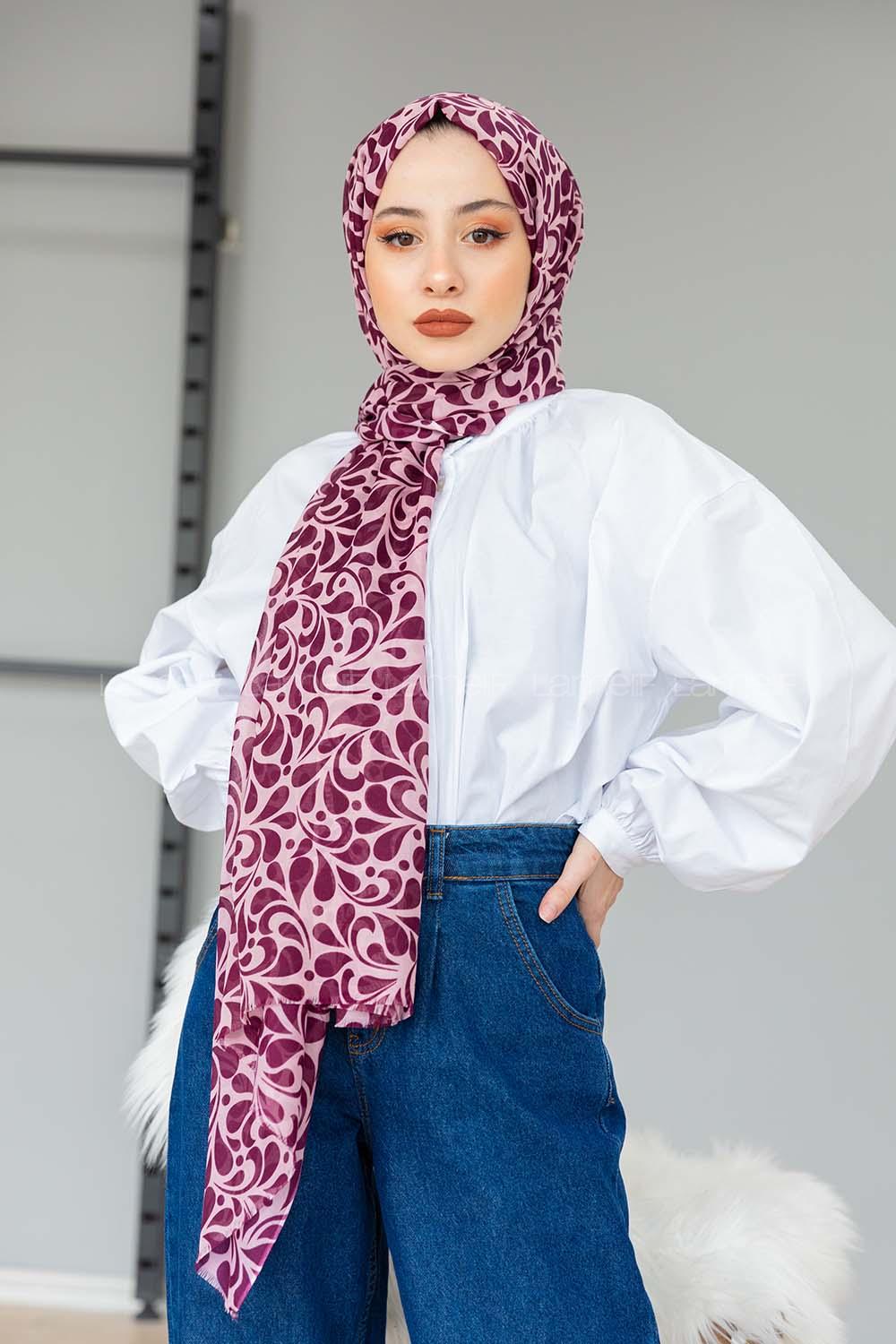 Modalamelif Pudra-Mürdüm Damla Şal