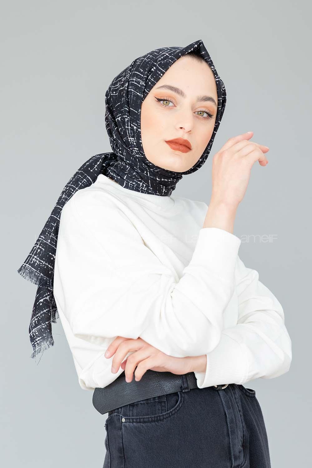 Modalamelif Siyah Beyaz Koleksiyon Bulut Desen