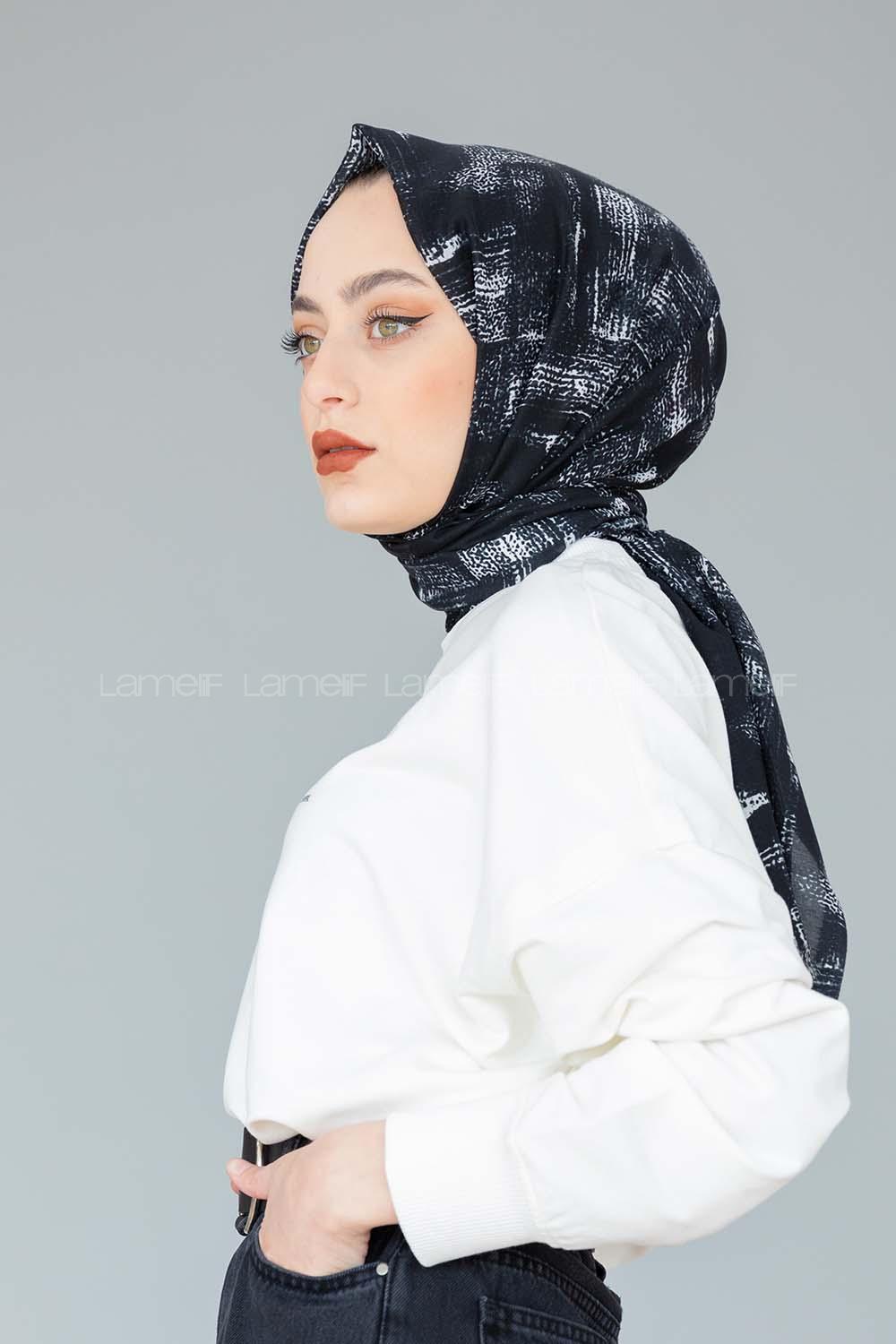 Modalamelif Siyah Beyaz Koleksiyon Ebru Desen