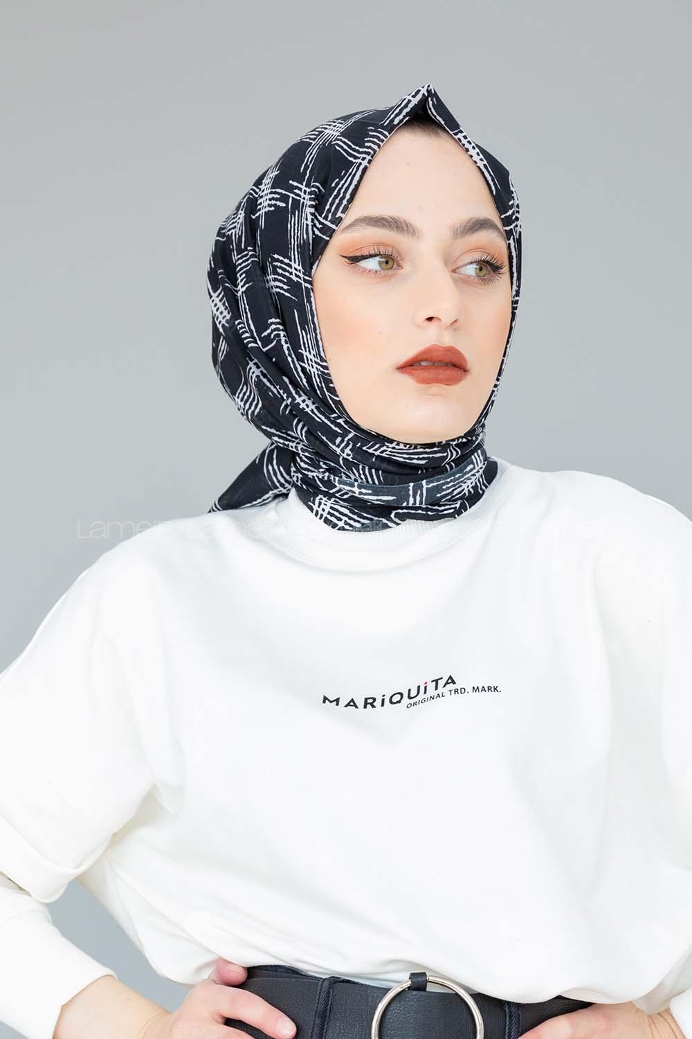 Modalamelif Siyah Beyaz Koleksiyon İnce Fırça Desen