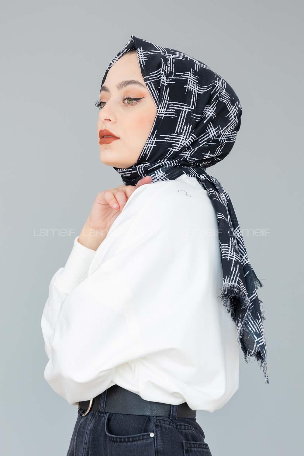 Modalamelif Siyah Beyaz Koleksiyon İnce Fırça Desen