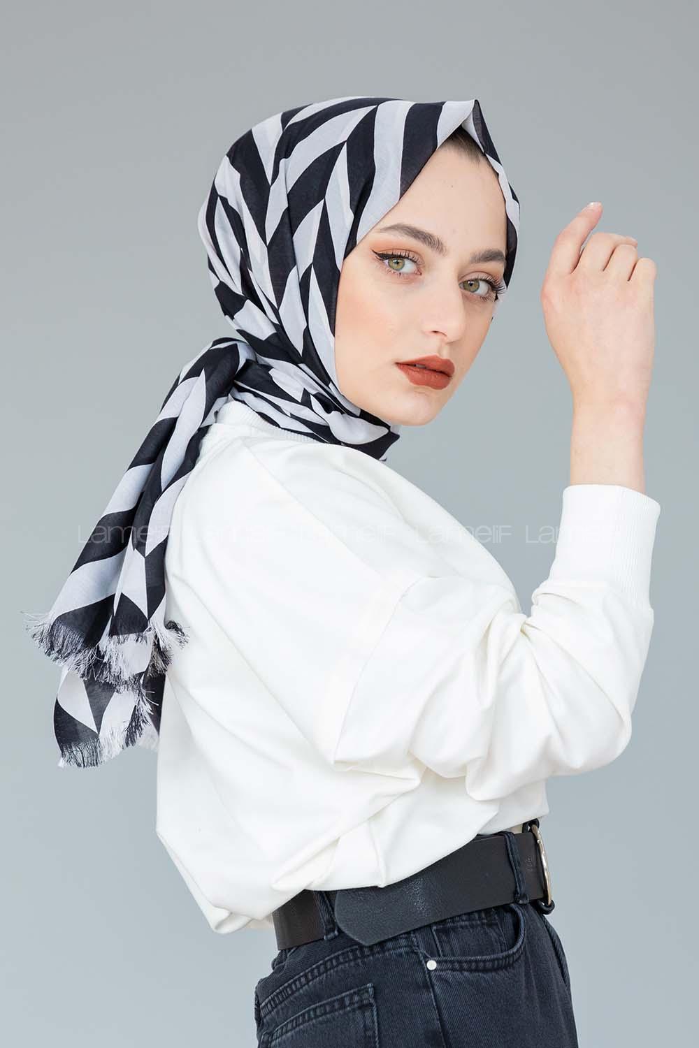 Modalamelif Siyah Beyaz Koleksiyon Kalın Çizgi Desen