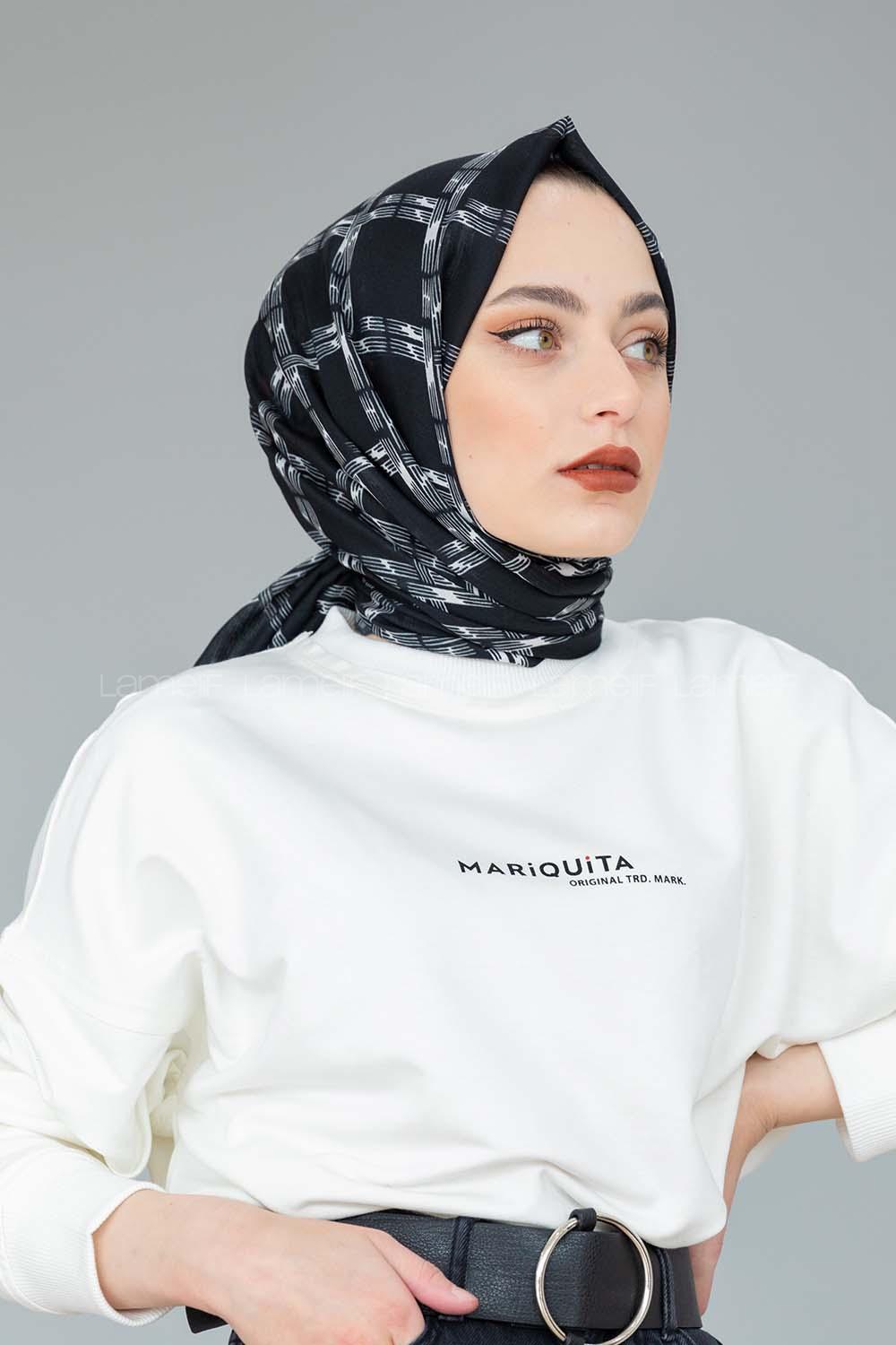 Modalamelif Siyah Beyaz Koleksiyon Kare Desen