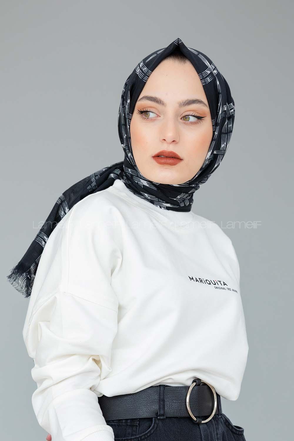 Modalamelif Siyah Beyaz Koleksiyon Kare Desen