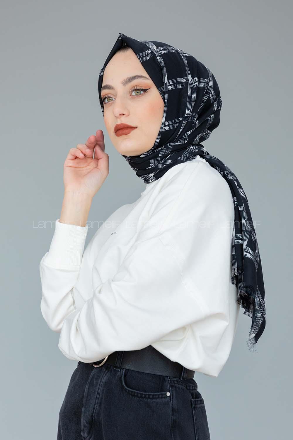 Modalamelif Siyah Beyaz Koleksiyon Kare Desen