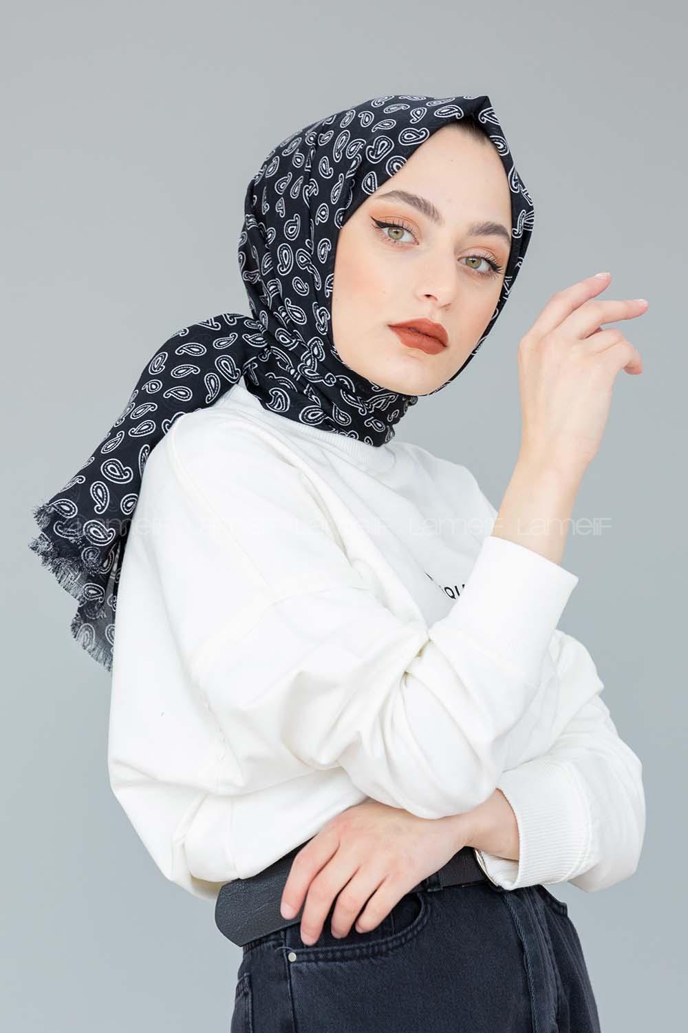 Modalamelif Siyah Beyaz Koleksiyon Zümrüt Desen