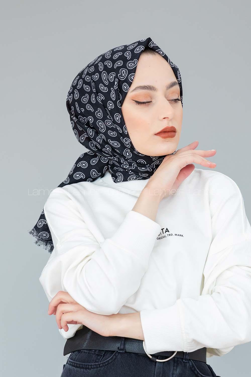 Modalamelif Siyah Beyaz Koleksiyon Zümrüt Desen