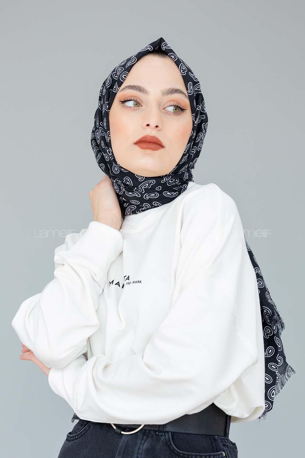 Modalamelif Siyah Beyaz Koleksiyon Zümrüt Desen