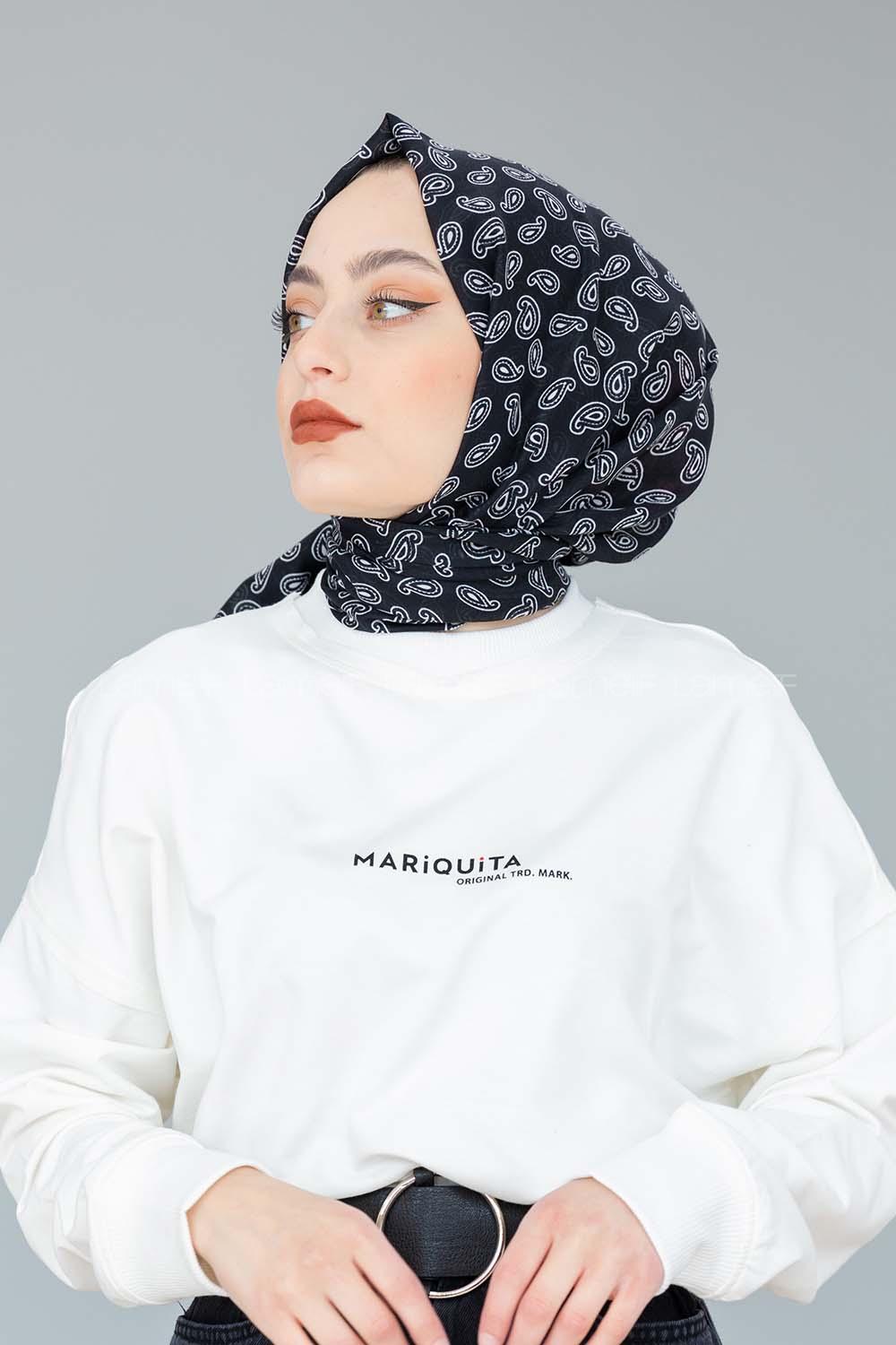 Modalamelif Siyah Beyaz Koleksiyon Zümrüt Desen