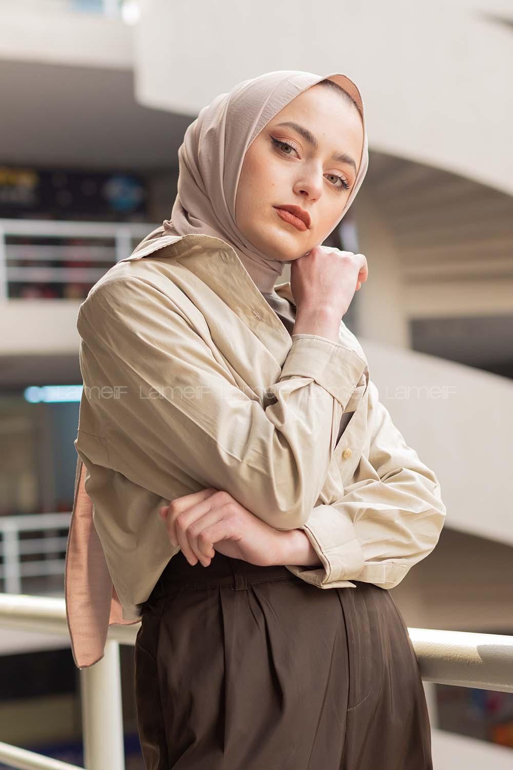 Modalamelif Yan Düğme Detaylı Gömlek Bej