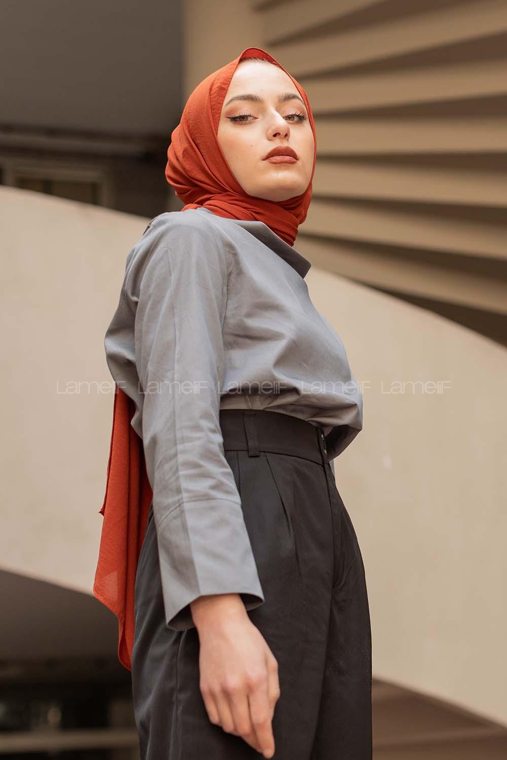 Modalamelif Yarım Balıkçı Yaka Bluz Gri