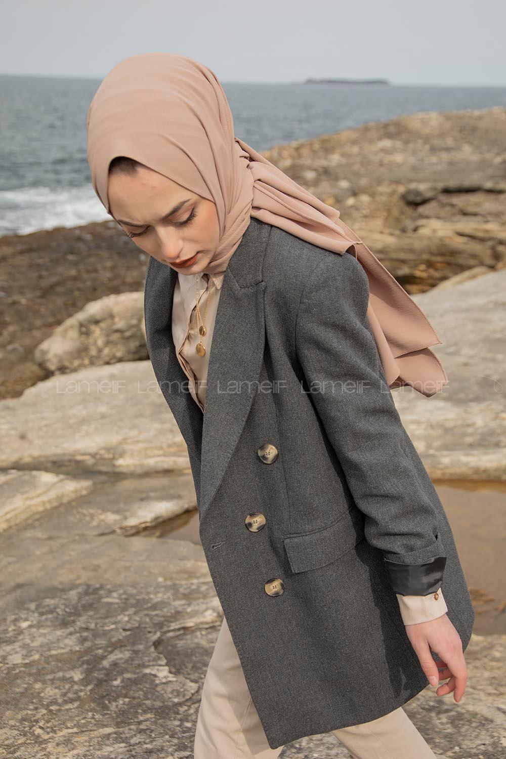 Modalamelif Önü Düğmeli Ceket Antrasit