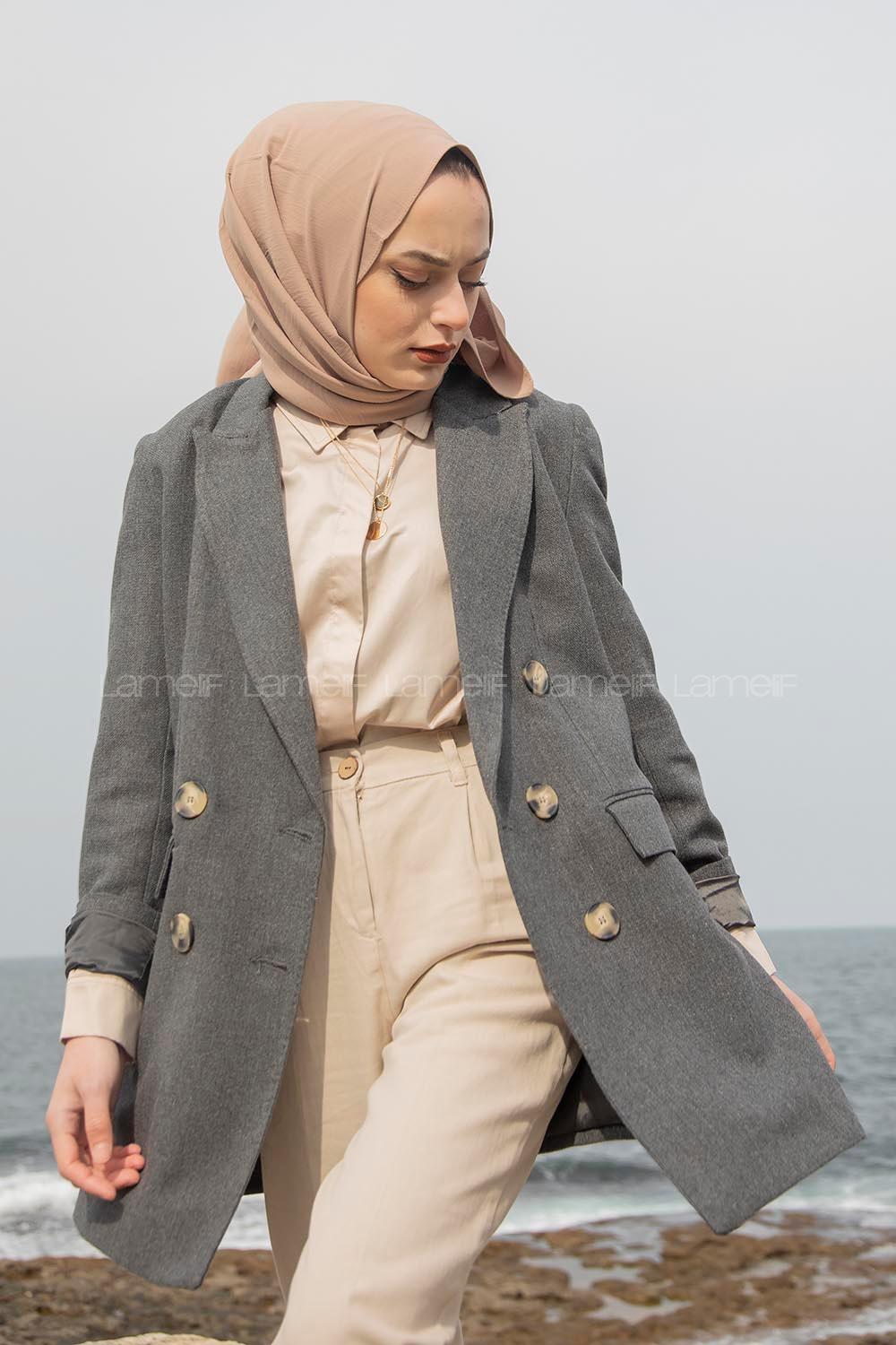 Modalamelif Önü Düğmeli Ceket Antrasit