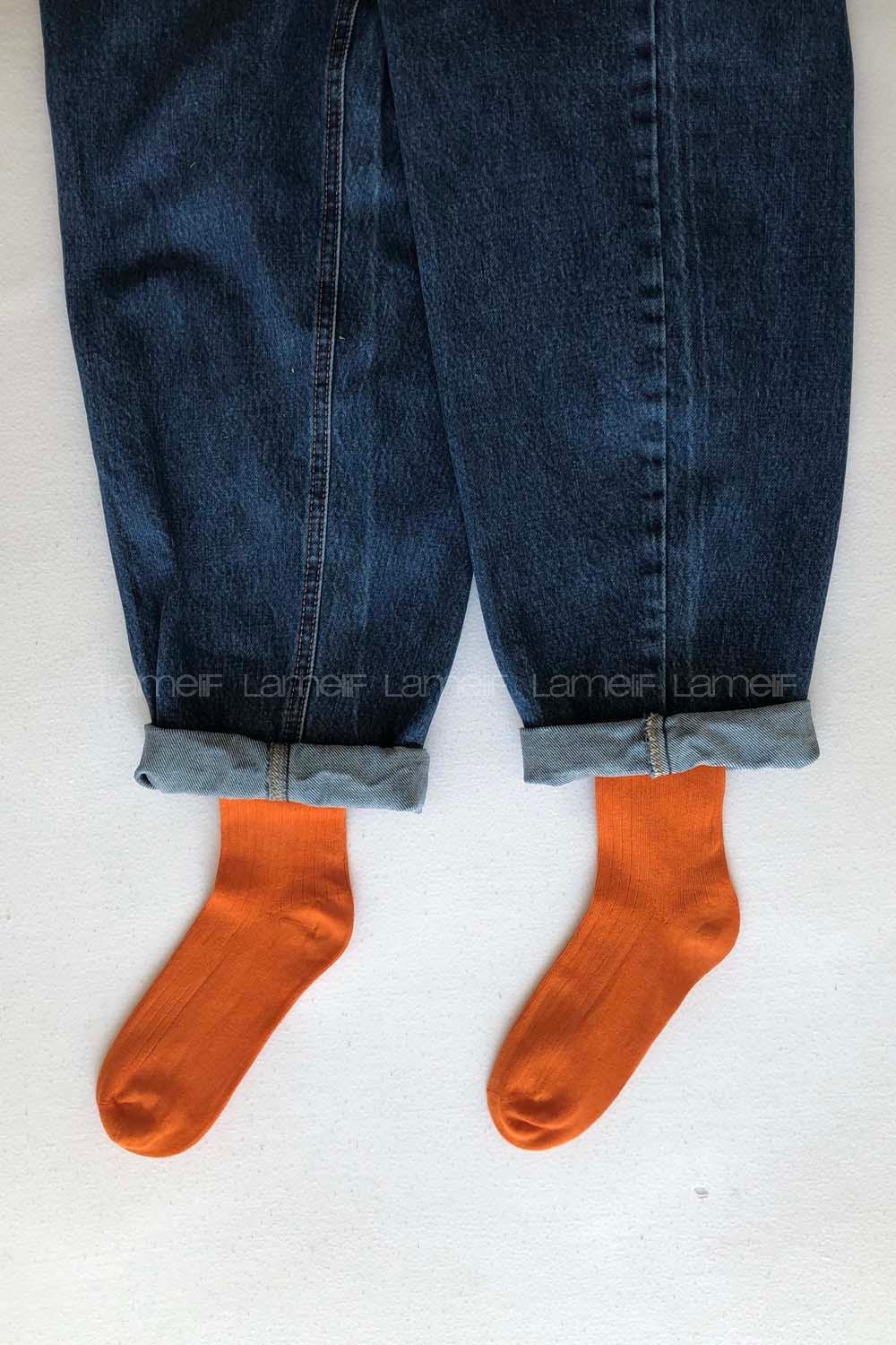 Modalamelif  İnce Fitilli Oranj Çorap