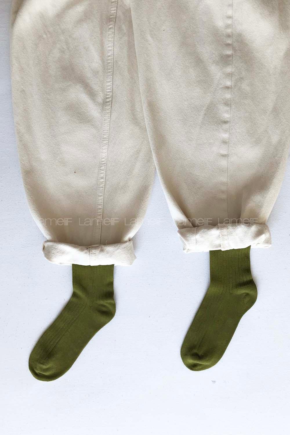 Modalamelif  İnce Fitilli Zeytuni Çorap