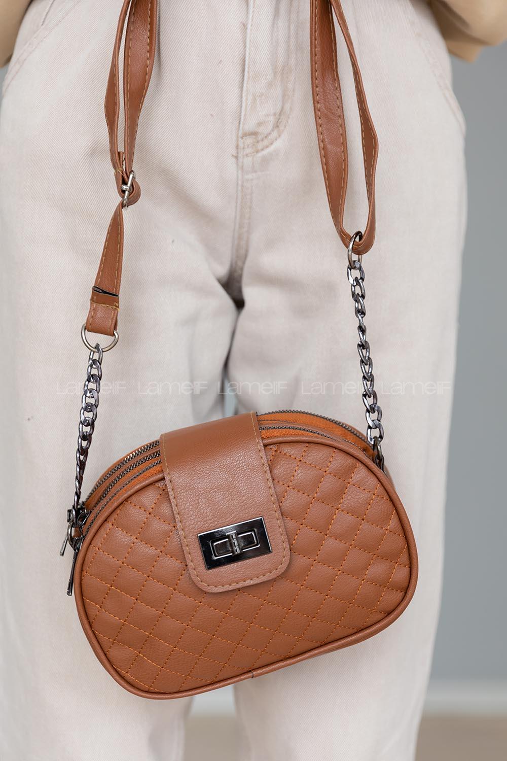 Lamelif Matmazel model Askılı Omuz Çantası Taba