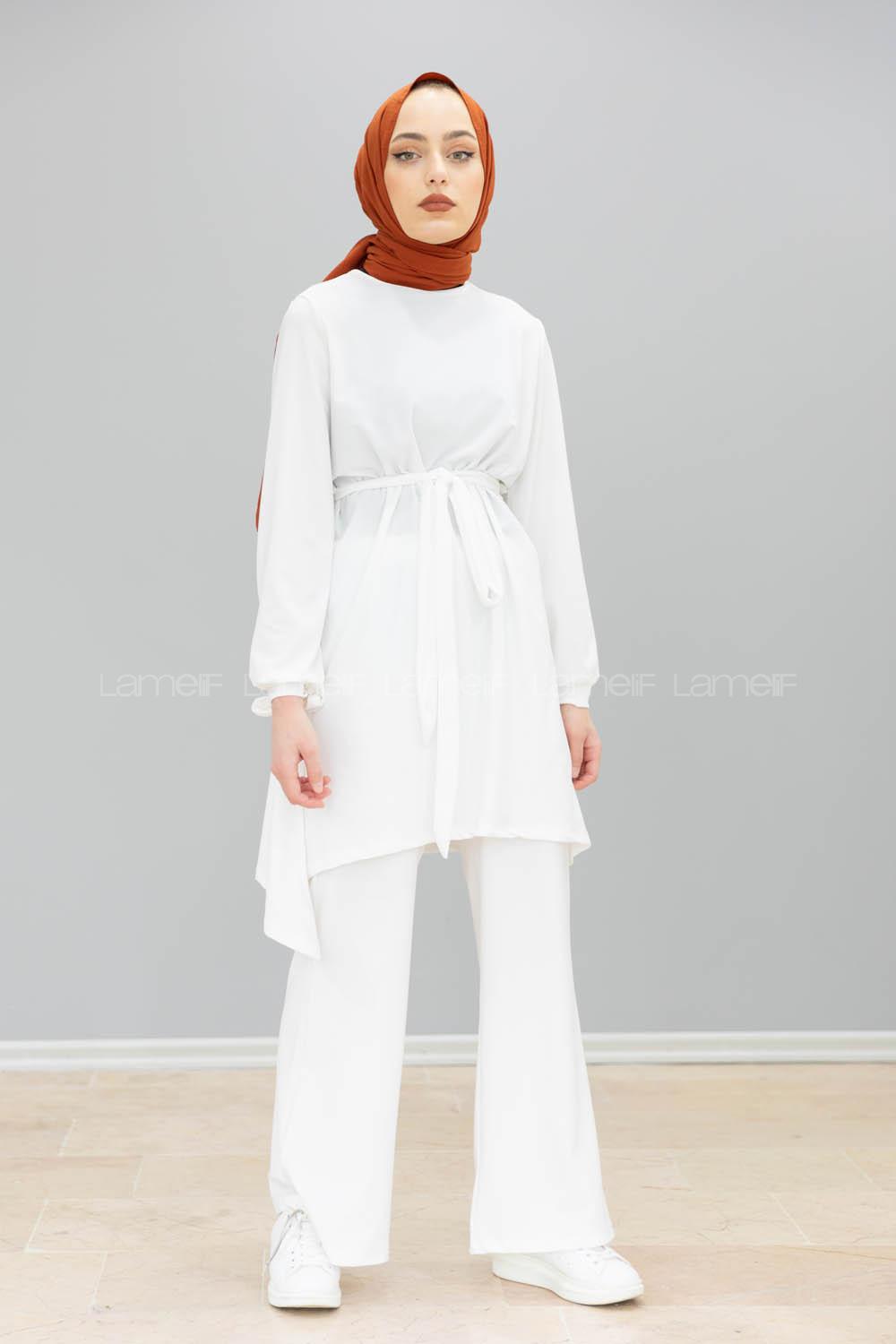 Modalamelif Kol Bağlamalı İspanyol Takım Beyaz