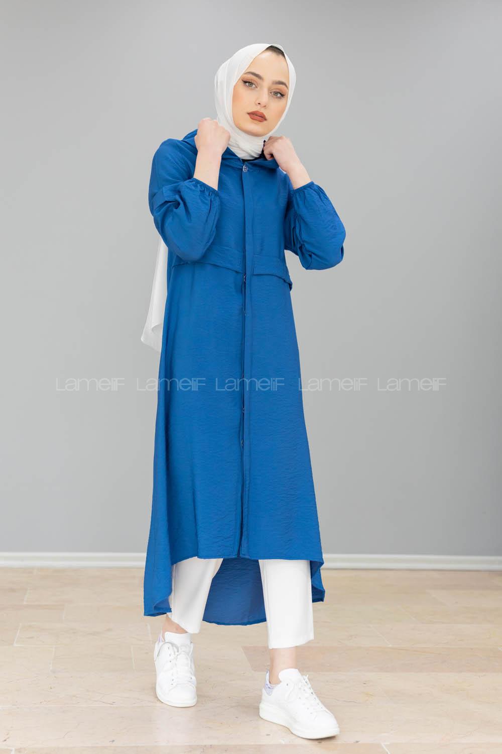 Modalamelif Önü Gizli Düğmeli Tunik İndigo