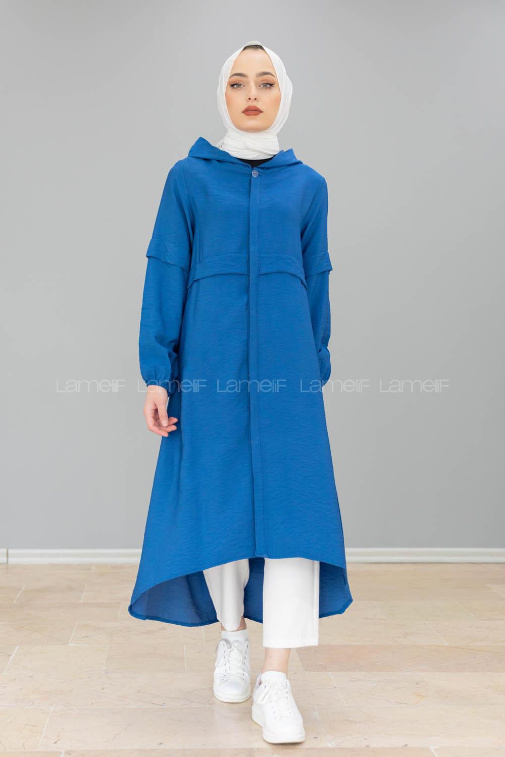 Modalamelif Önü Gizli Düğmeli Tunik İndigo