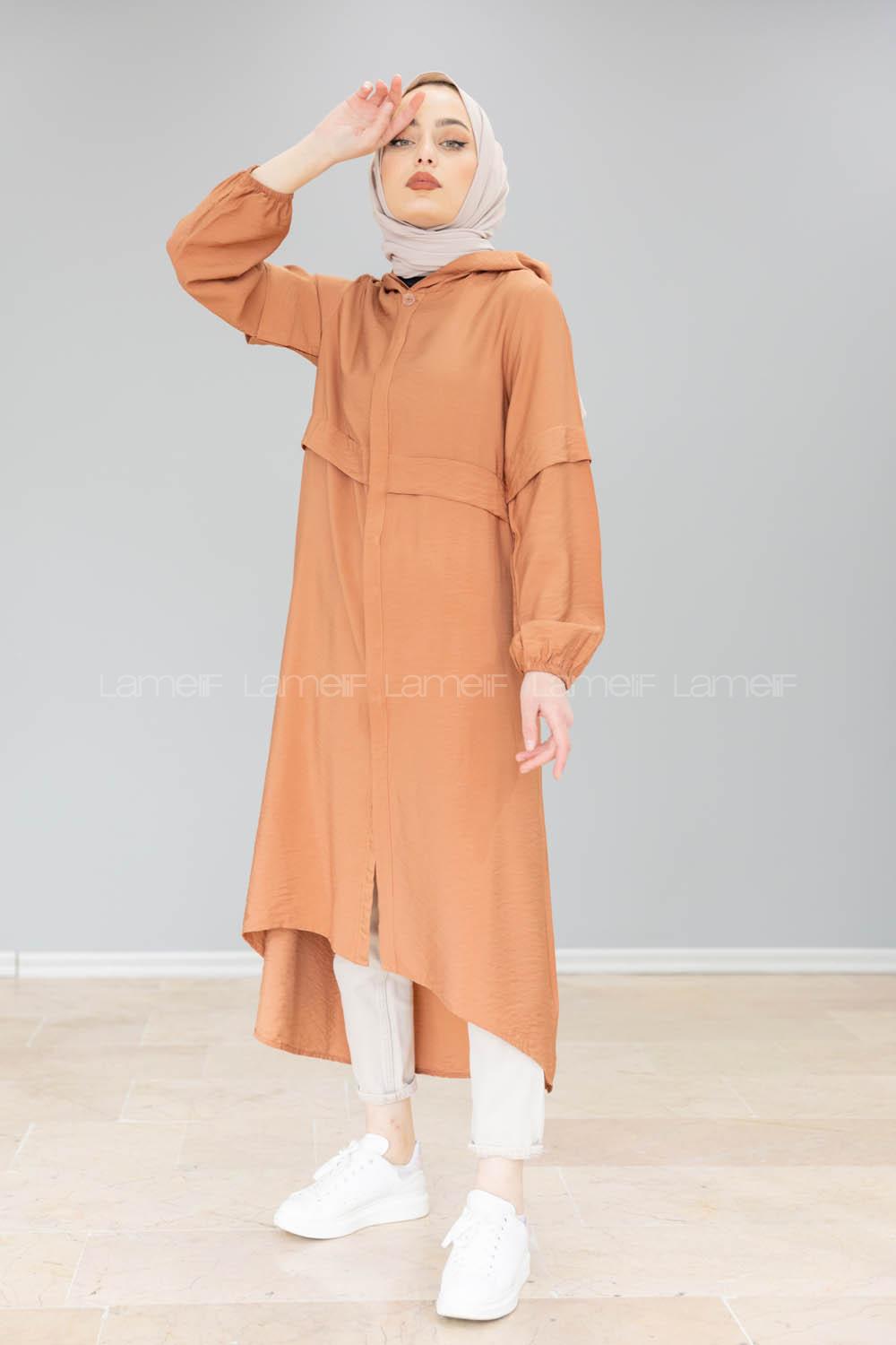 Modalamelif Önü Gizli Düğmeli Tunik Kiremit