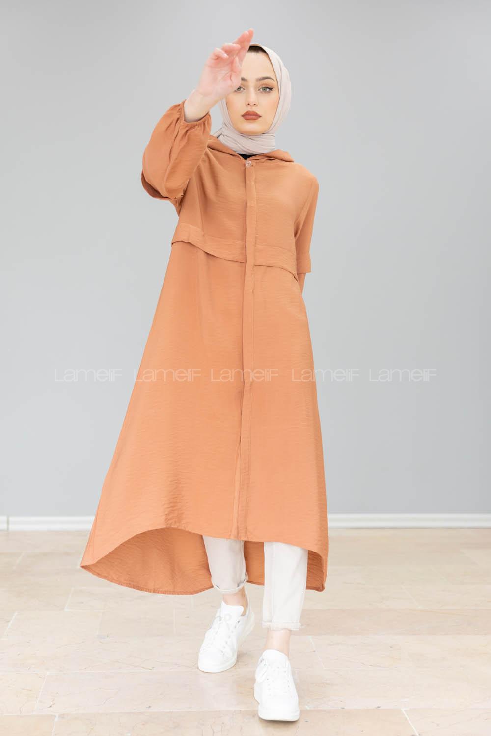 Modalamelif Önü Gizli Düğmeli Tunik Kiremit