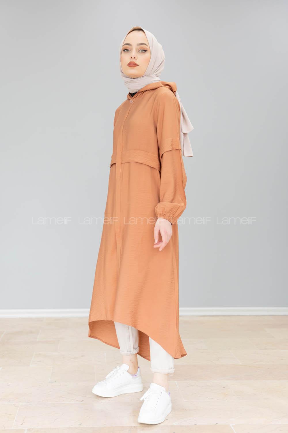 Modalamelif Önü Gizli Düğmeli Tunik Kiremit