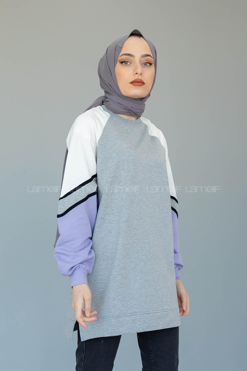 Modalamelif Parça Renkli Sweat Gri