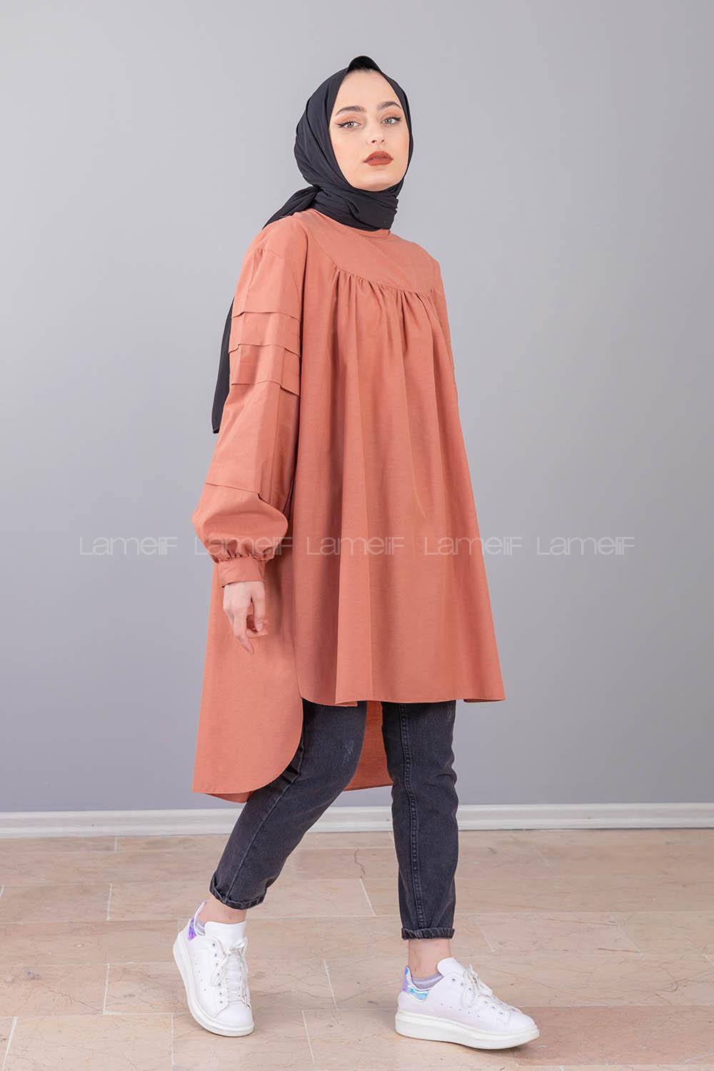 Modalamelif Hakim Yaka Kol katlı Tunik Gül