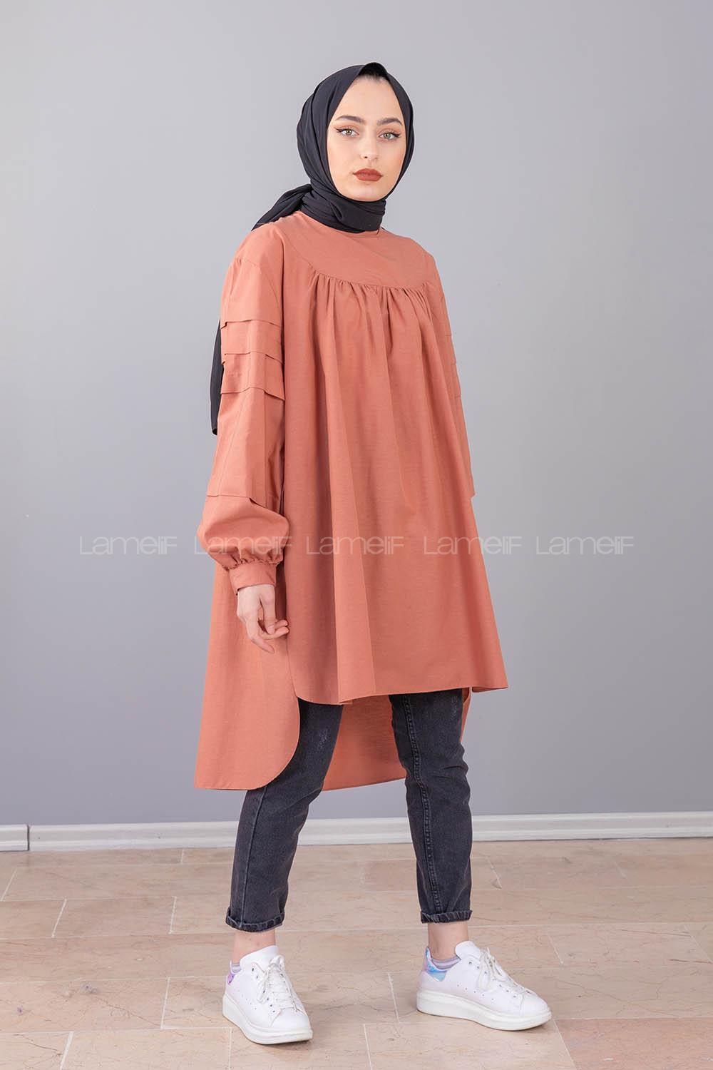 Modalamelif Hakim Yaka Kol katlı Tunik Gül