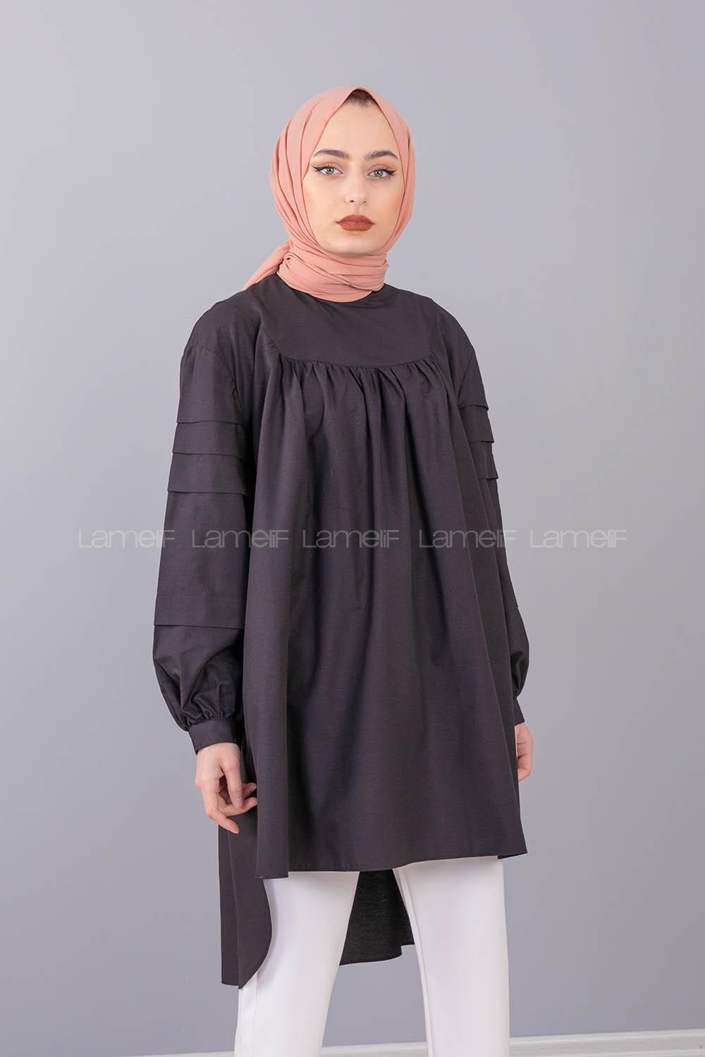 Modalamelif Hakim Yaka Kol katlı Tunik Siyah