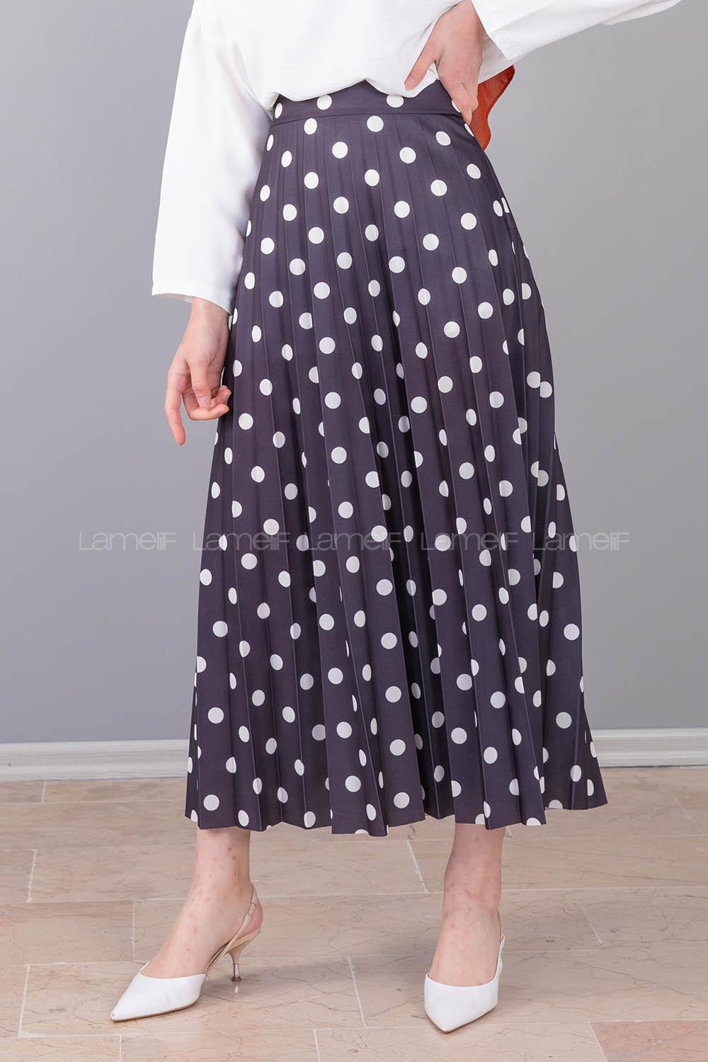 Modalamelif  Puantiye Desenli Etek Siyah Beyaz