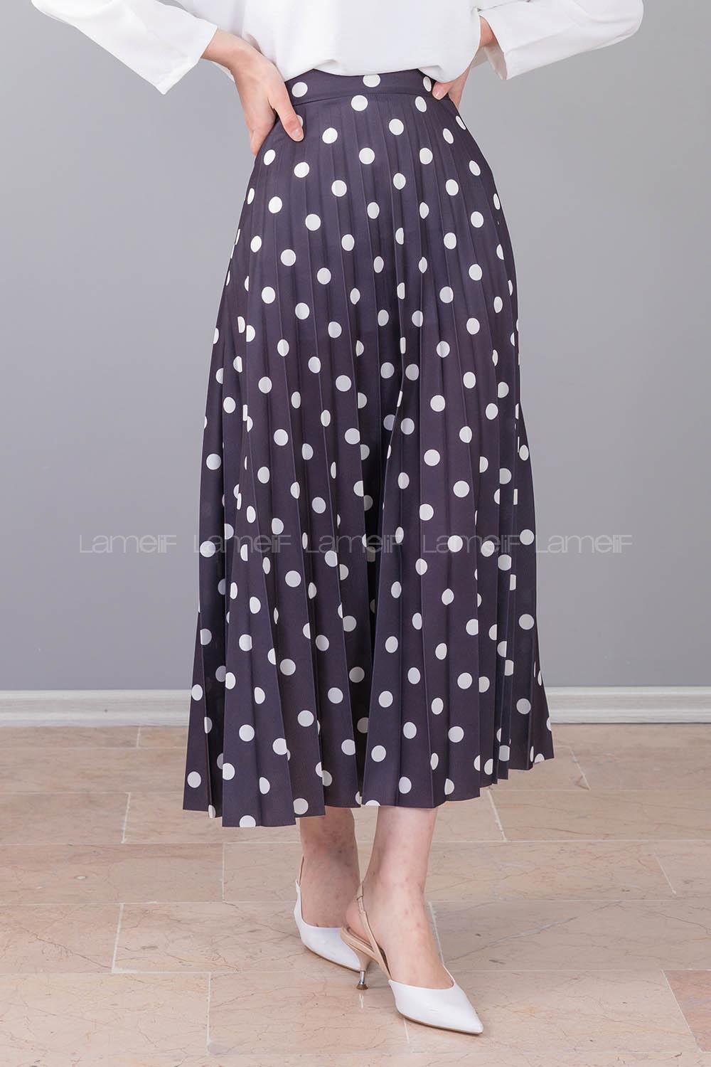 Modalamelif  Puantiye Desenli Etek Siyah Beyaz