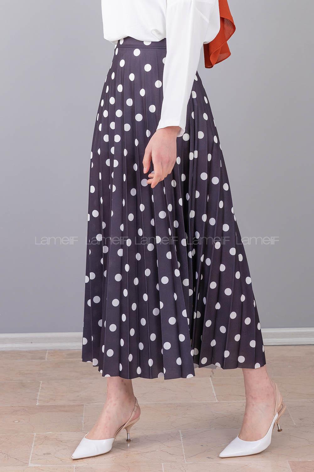 Modalamelif  Puantiye Desenli Etek Siyah Beyaz