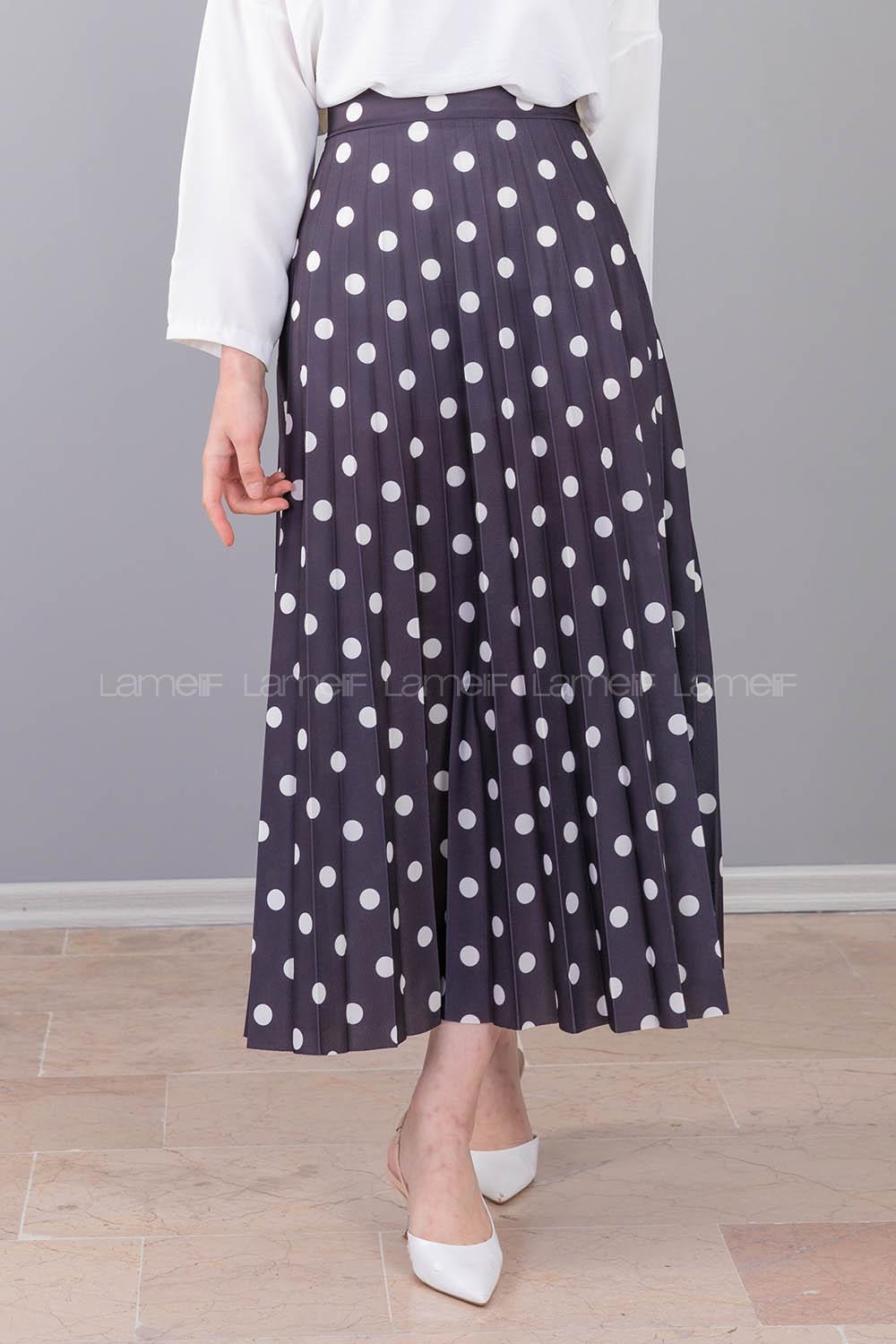 Modalamelif  Puantiye Desenli Etek Siyah Beyaz