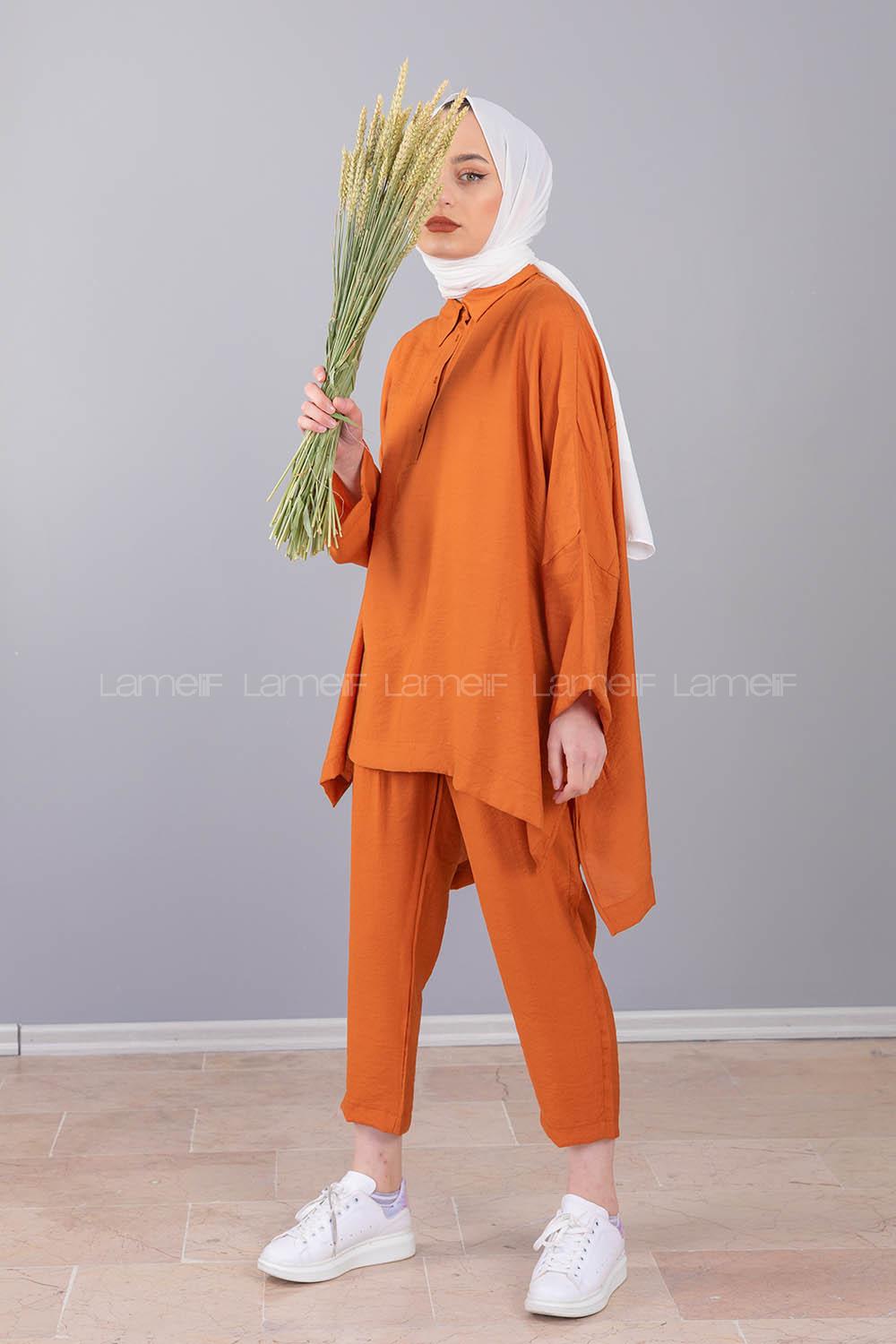 Modalamelif  Yazlık Keten Takım Kahverengi