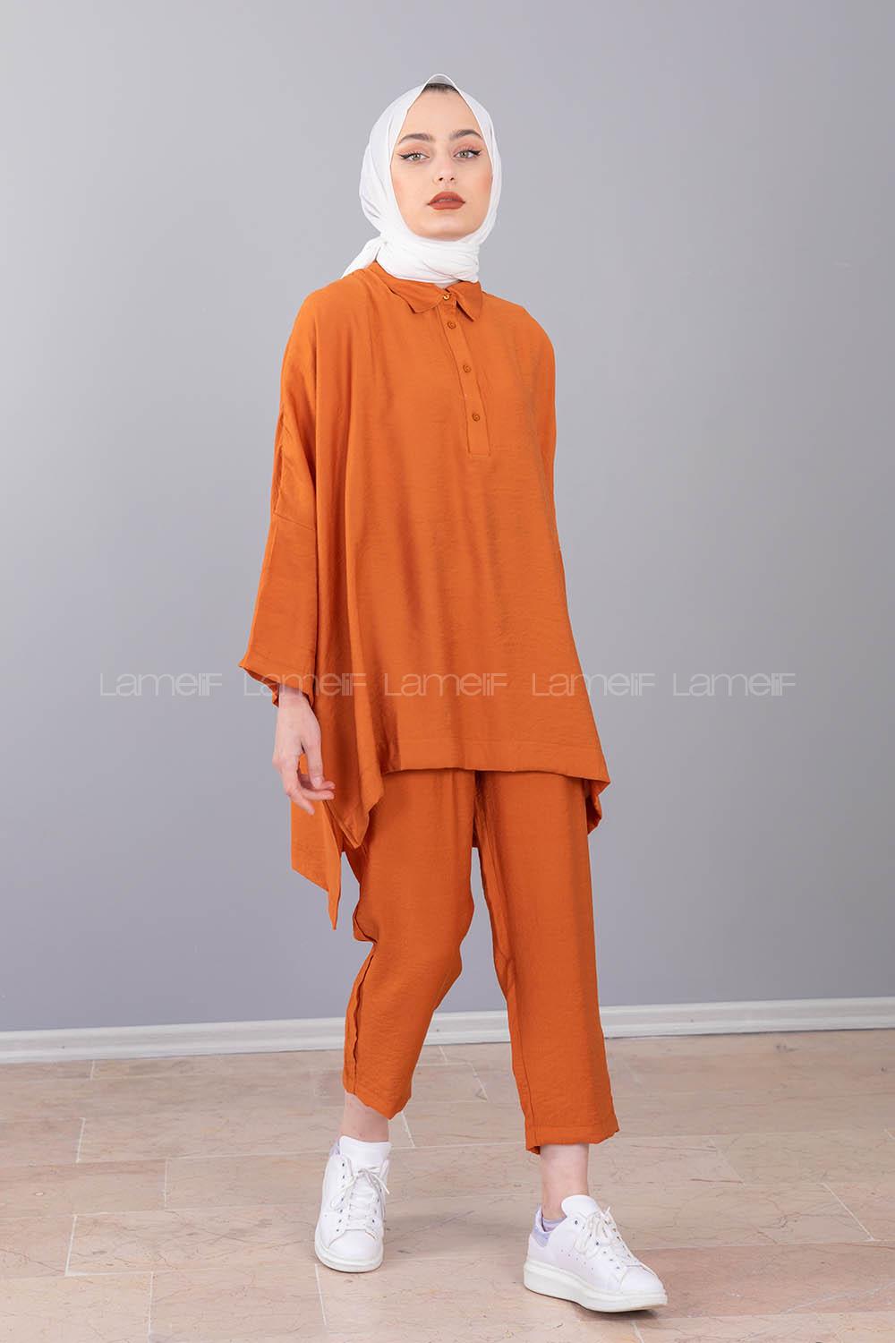 Modalamelif  Yazlık Keten Takım Kahverengi