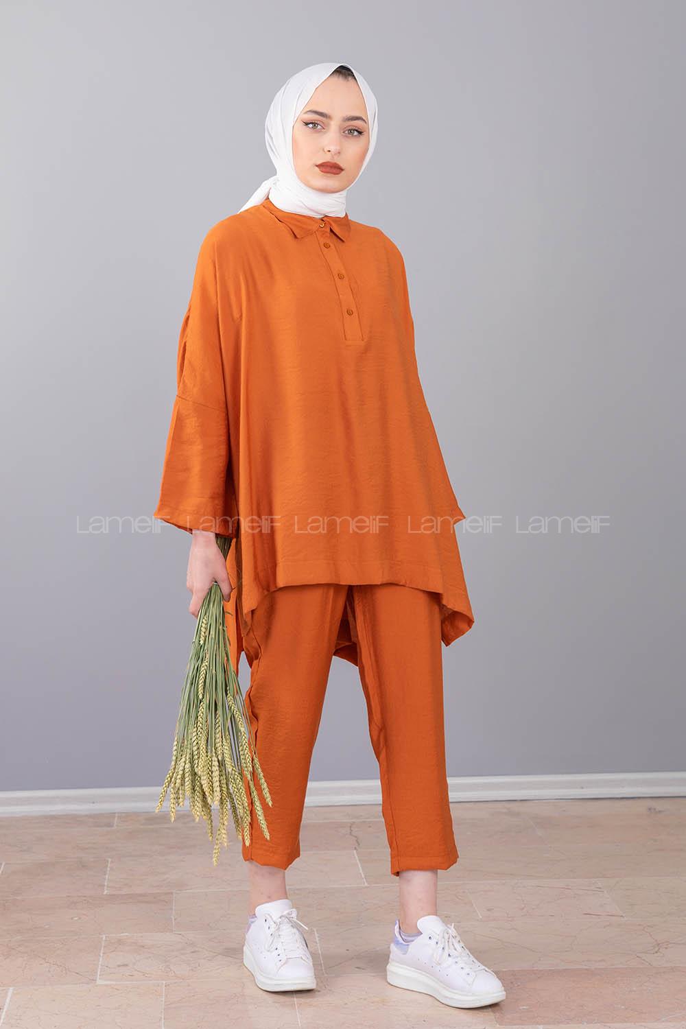 Modalamelif  Yazlık Keten Takım Kahverengi
