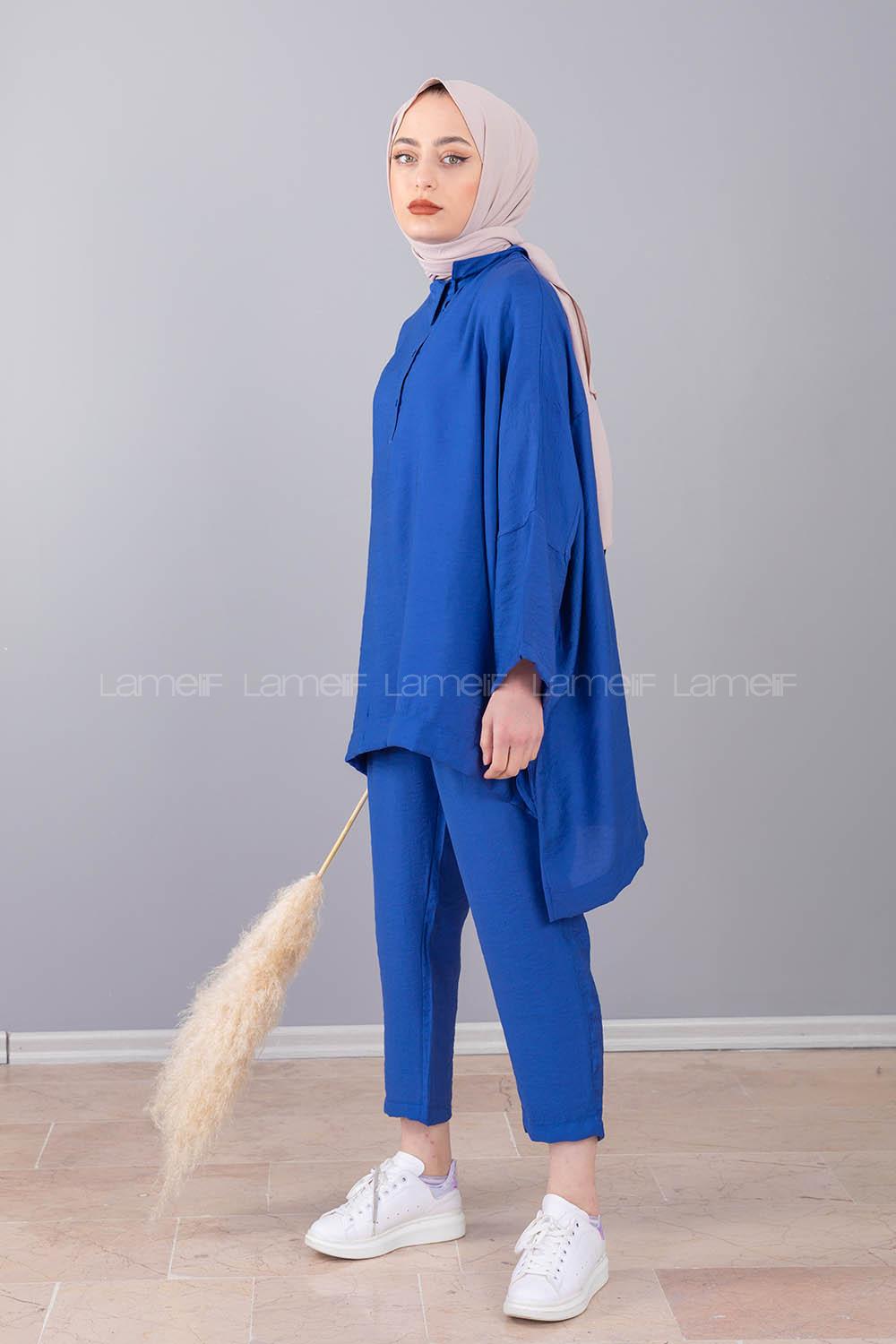 Modalamelif  Yazlık Keten Takım Mavi