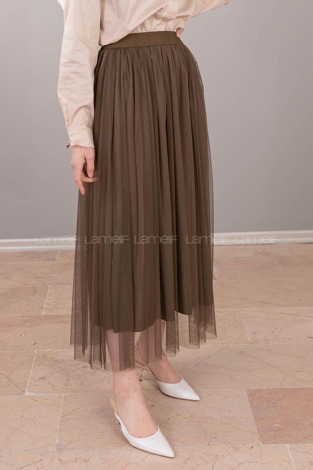 Modalamelif Beli Lastikli Tül Etek Yeşil