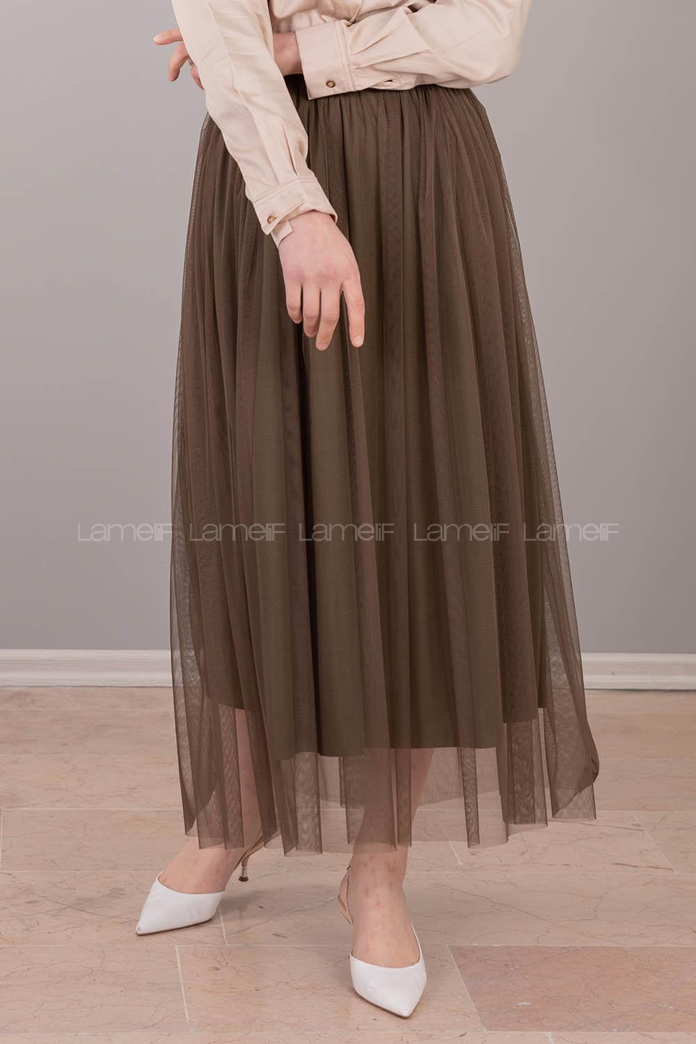 Modalamelif Beli Lastikli Tül Etek Yeşil